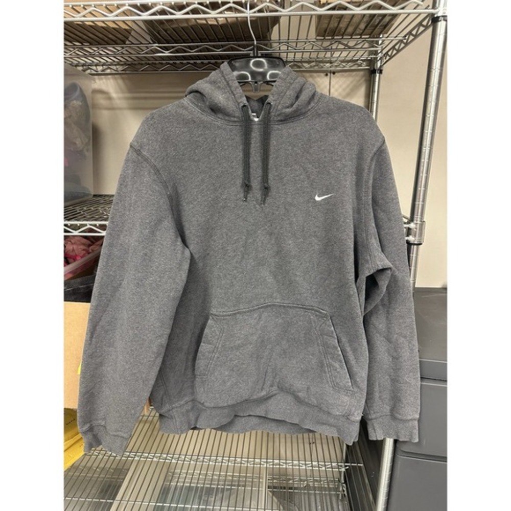 Grey and White Nike Hoodie Size Large Pockets Cotton Pullover Preowned